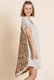 Leopard Back Linen Scoop Dress | Oatmeal