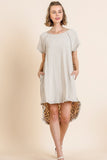 Leopard Back Linen Scoop Dress | Oatmeal