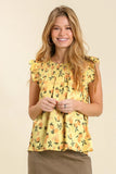Sleeveless Satin Fruit Top | Lemon Mix