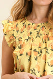 Sleeveless Satin Fruit Top | Lemon Mix