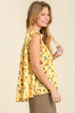 Sleeveless Satin Fruit Top | Lemon Mix