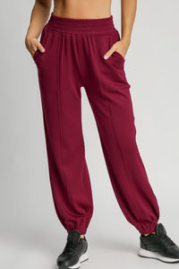 Luxe Knit Collared Top+Jogger 2pc Set | Merlot