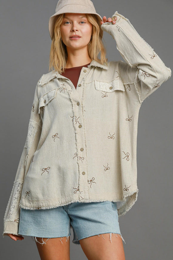 Linen Button Down Spring Shacket | Oatmeal