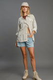 Linen Button Down Spring Shacket | Oatmeal