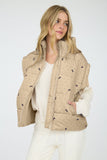 Polka Dot + Bow Puffer Vest | Khaki