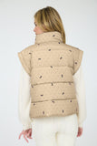 Polka Dot + Bow Puffer Vest | Khaki