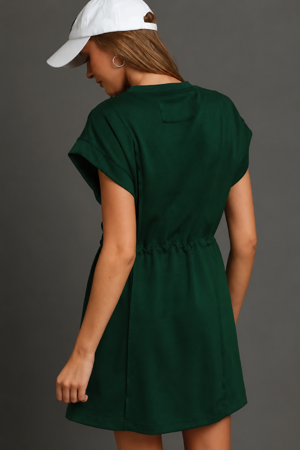 LuxeKnit Drawstring Pleated Dress | Evergreen