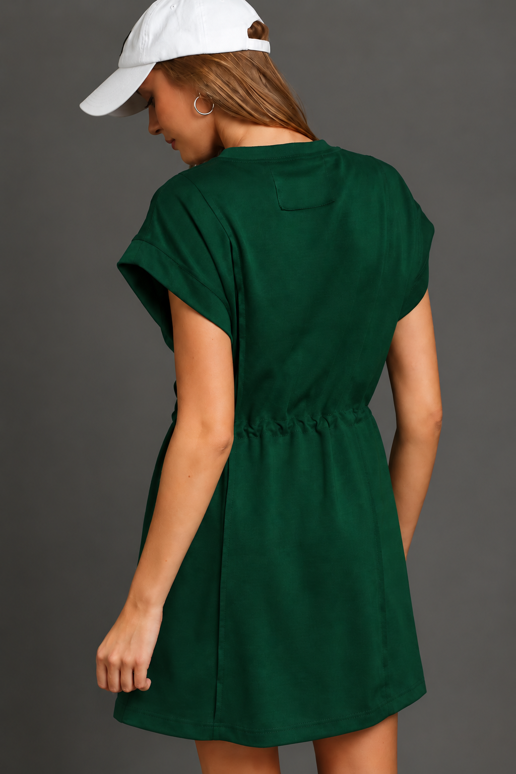 LuxeKnit Drawstring Pleated Dress | Evergreen