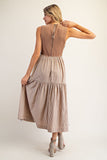 Sleeveless Striped Side Bow Midi Dress | Coco