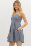Denim Striped Dress | Navy