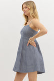 Denim Striped Dress | Navy