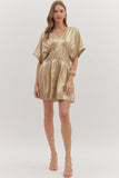 Metallic Pleated Dress | Gold