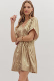 Metallic Pleated Dress | Gold