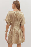 Metallic Pleated Dress | Gold