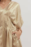 Metallic Pleated Dress | Gold