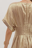 Metallic Pleated Dress | Gold
