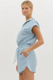 Textured Collared Romper | Light Blue