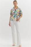 Floral Banded Trim Top | Multi