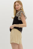 Leopard Tiered Sleeve Top | Black