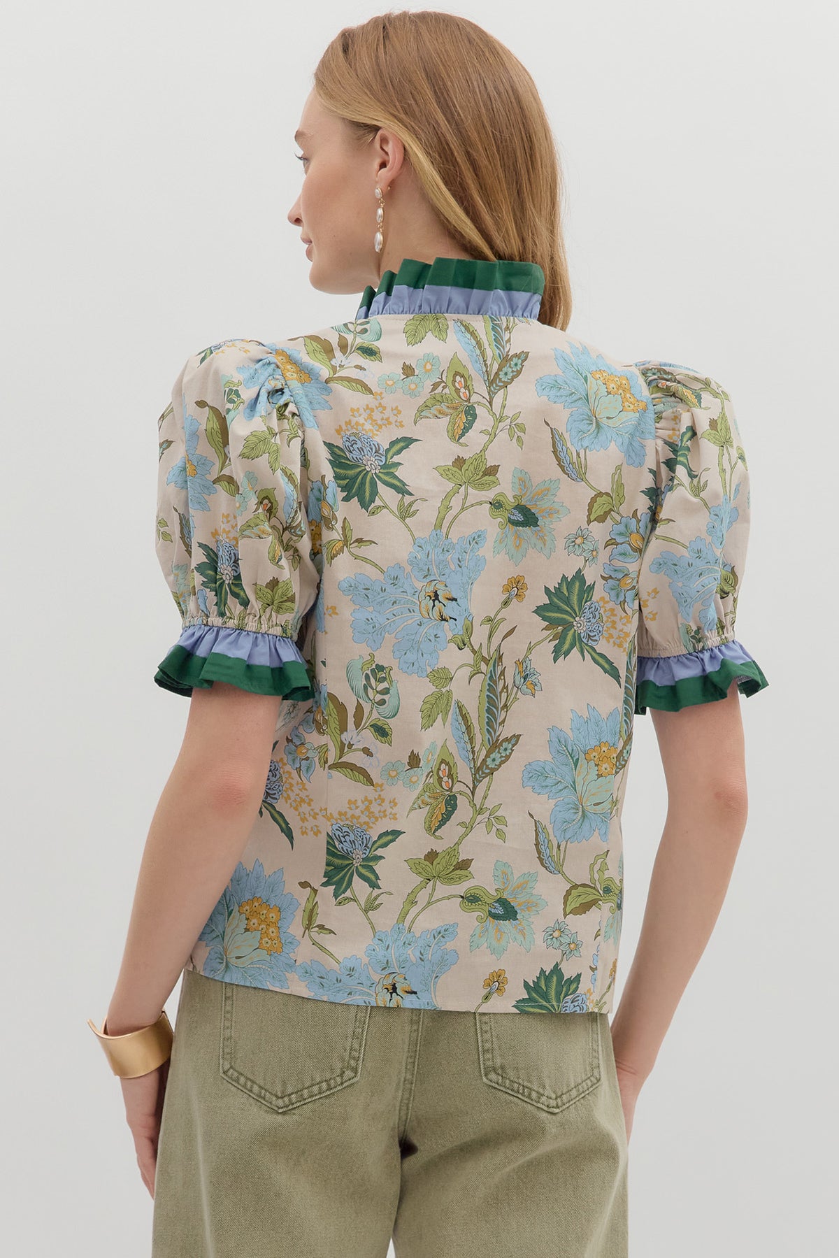 Floral Ruffle Detailed Top | Ecru