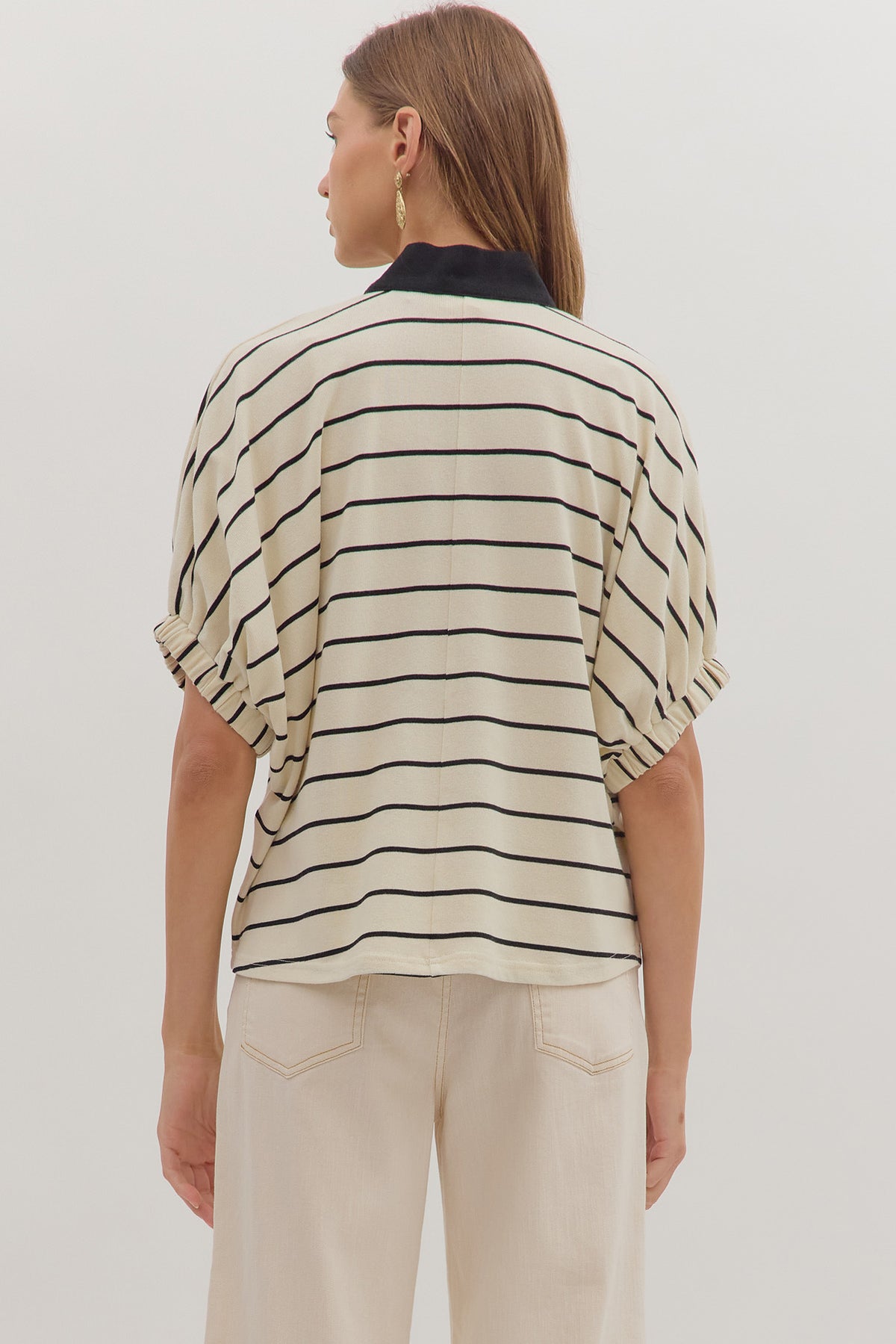 Striped Dolman Sleeve Top | Cream