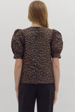 Leopard Puff Sleeve Top | Brown Mix