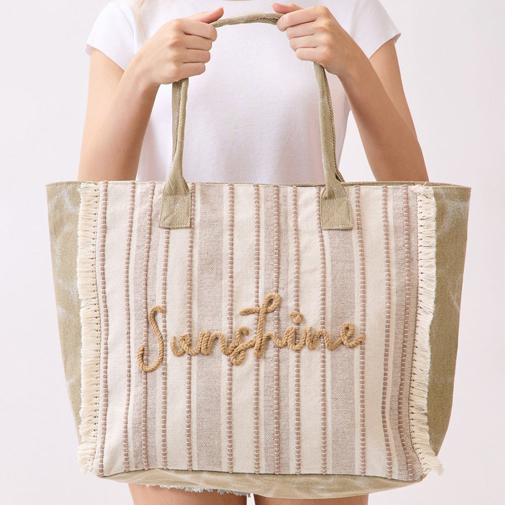 Vintage Sunshine Straw Tote Bag | Beige