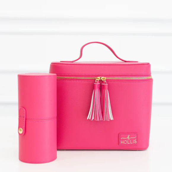 Hollis Train Case Set | Hot Pink