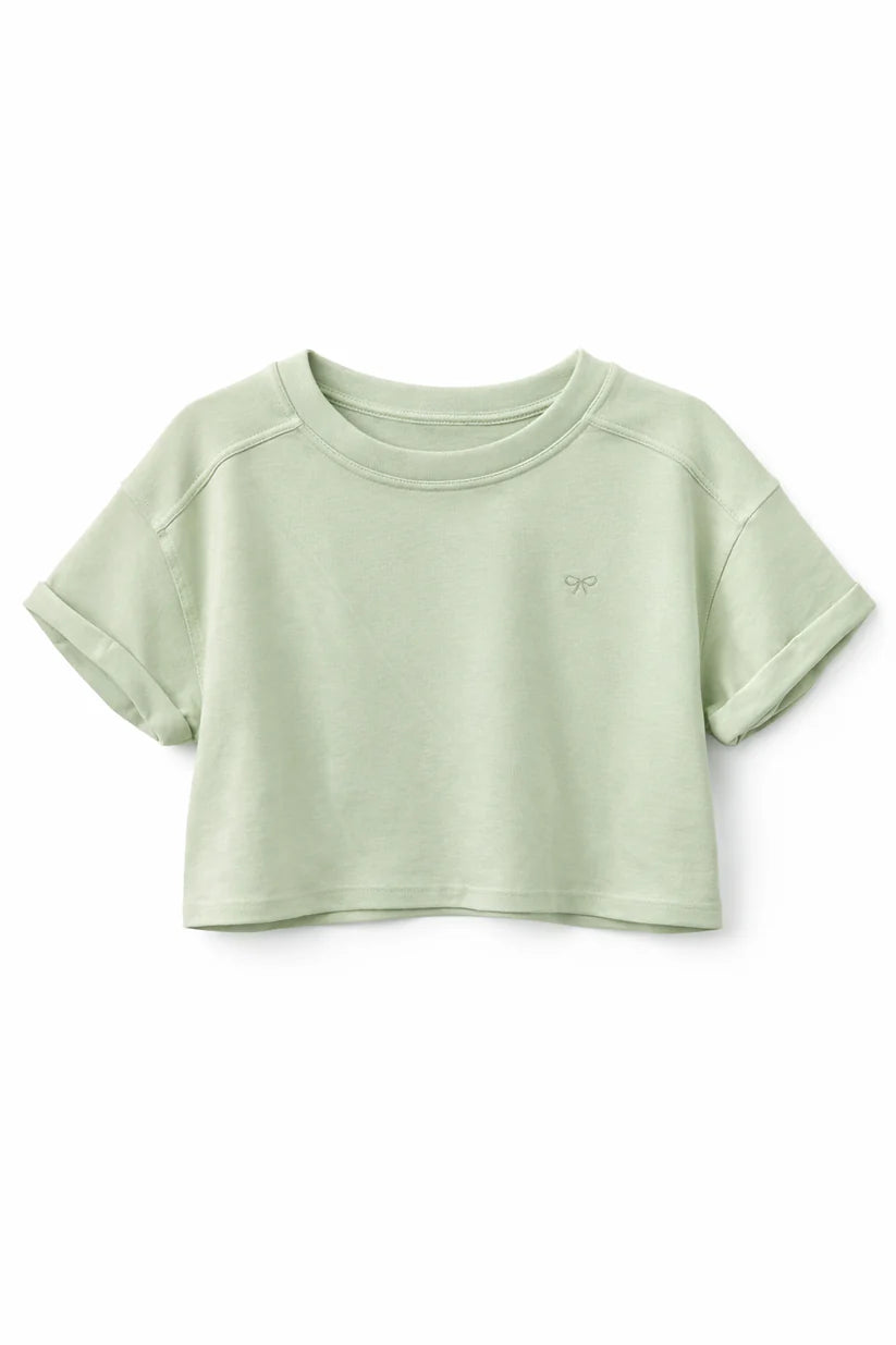 Luxe Solid Crop Tee+Skort Set | Sage