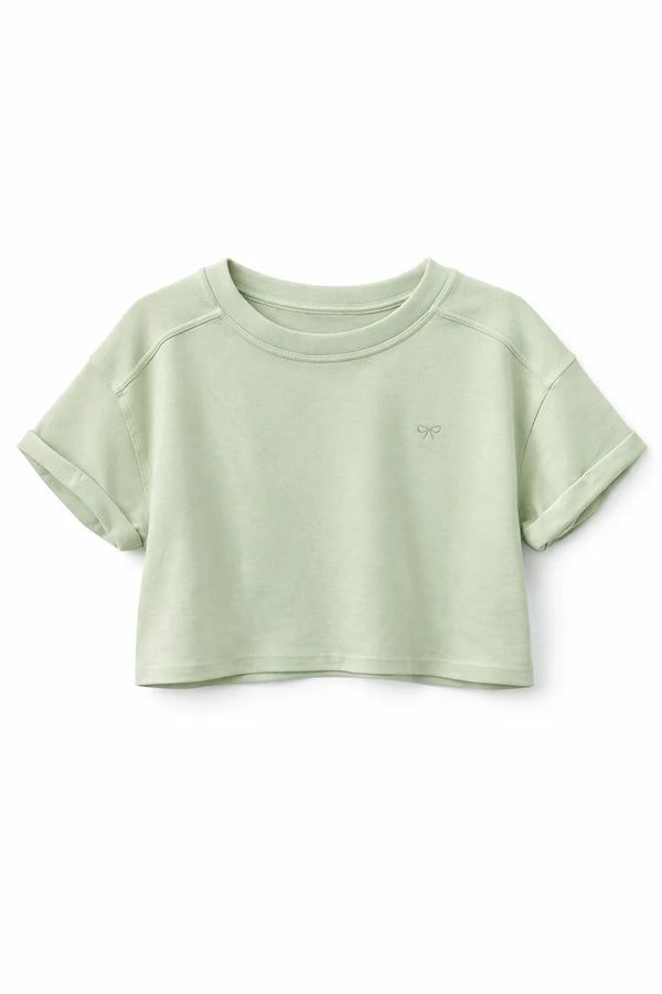 Luxe Solid Crop Tee+Skort Set | Sage