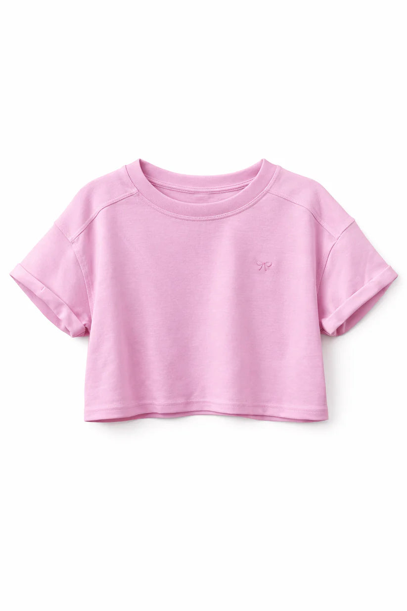 Luxe Solid Crop Tee+Skort Set | Blush