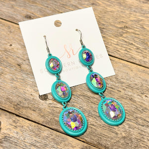 Trio Rhinestone Earrings | Turquoise