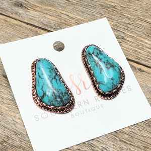 Turquoise Stud Earrings | Bronze Setting