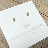 Square Block Stud Earrings | Gold