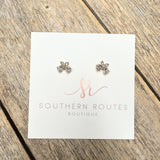 Crystal Duo Stud Earrings | Gold