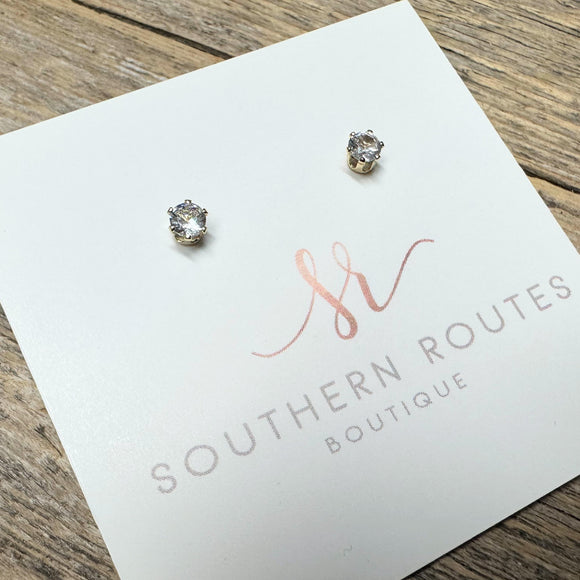 Petite Crystal Stud Earrings | Gold