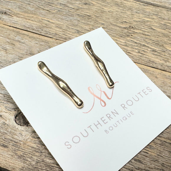 Textured Bar Stud Earrings | Gold