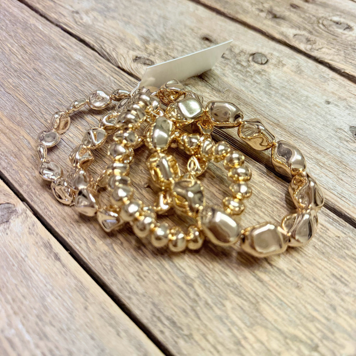 Beaded Stretch Bracelet Set | Gold