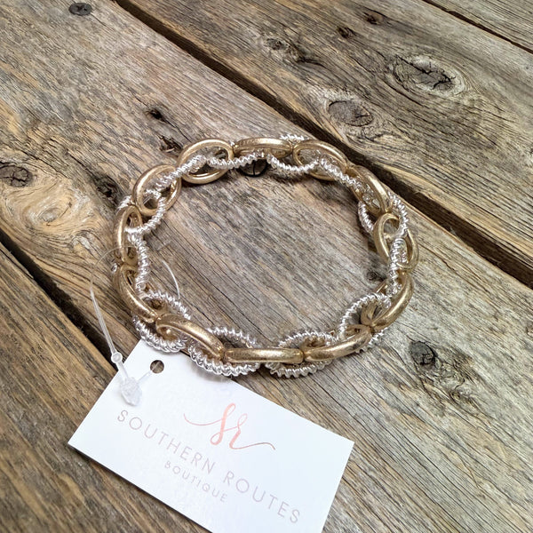 Linked Stretch Bracelet | Gold/Silver