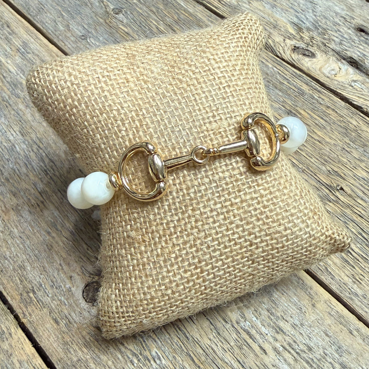 Horse Bit Beaded Stretch Bracelet | Ivory