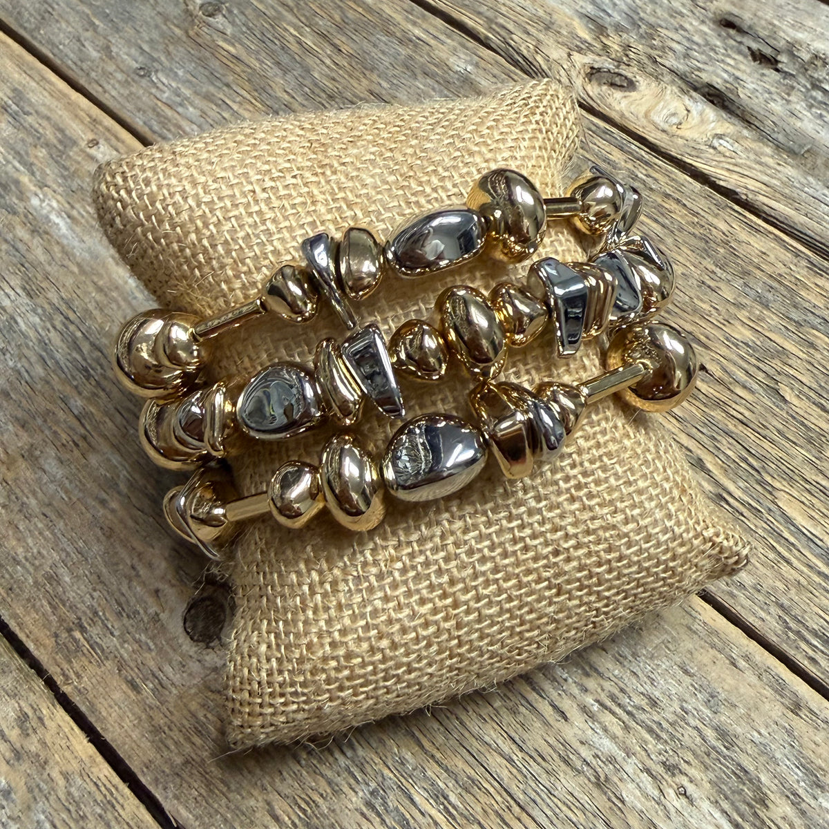 Beaded Stretch Bracelet Set | Silver/Gold