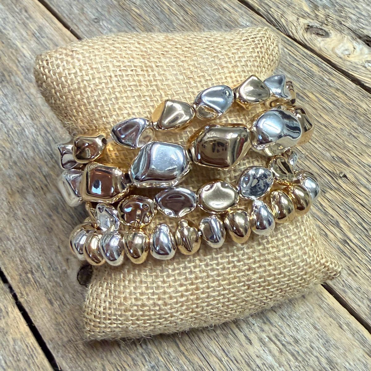 Beaded Stretch Bracelet Set | Gold/Silver