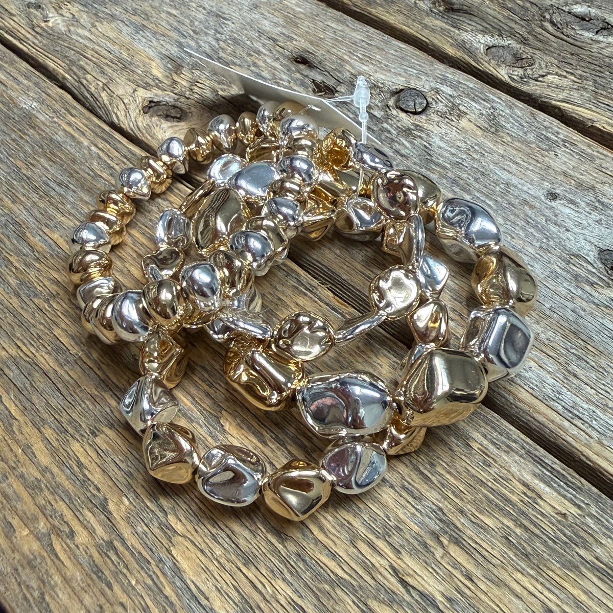 Beaded Stretch Bracelet Set | Gold/Silver