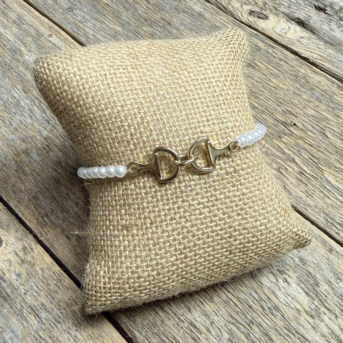 Pearl Horse Bit Stretch Beaded Bracelet