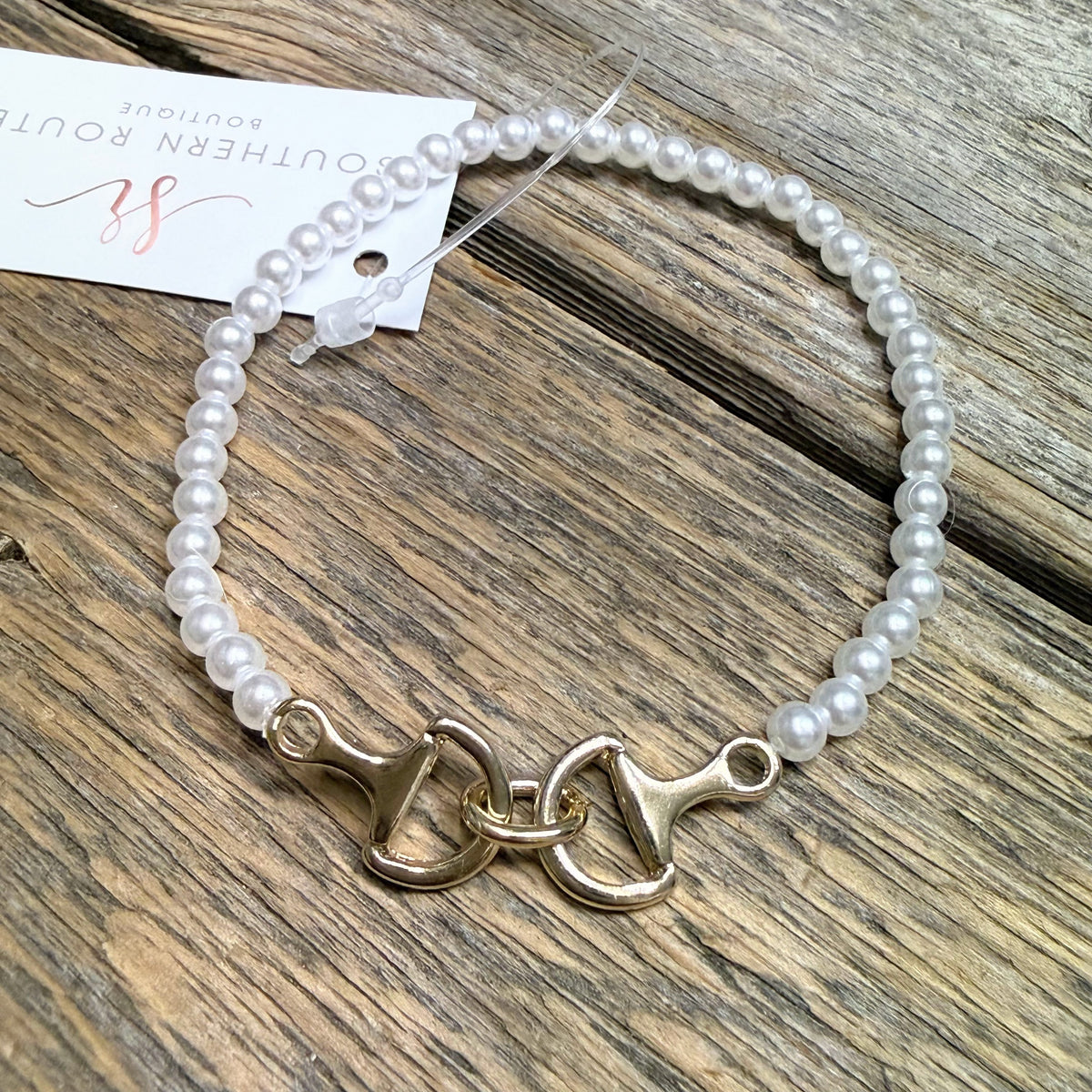 Pearl Horse Bit Stretch Beaded Bracelet