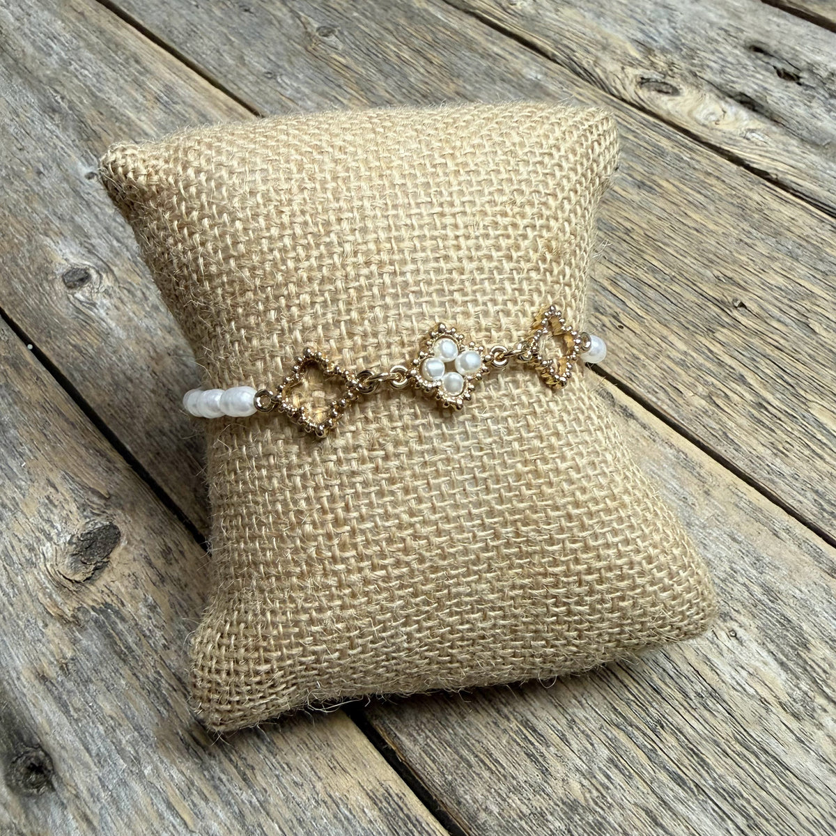 Pearl Filigree Stretch Beaded Bracelet