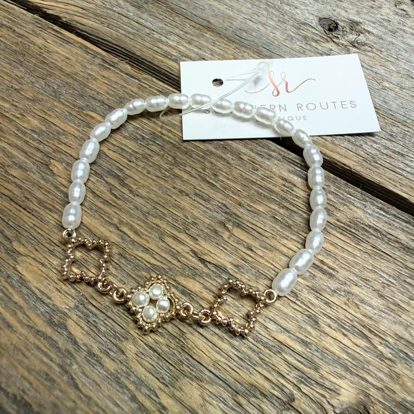 Pearl Filigree Stretch Beaded Bracelet