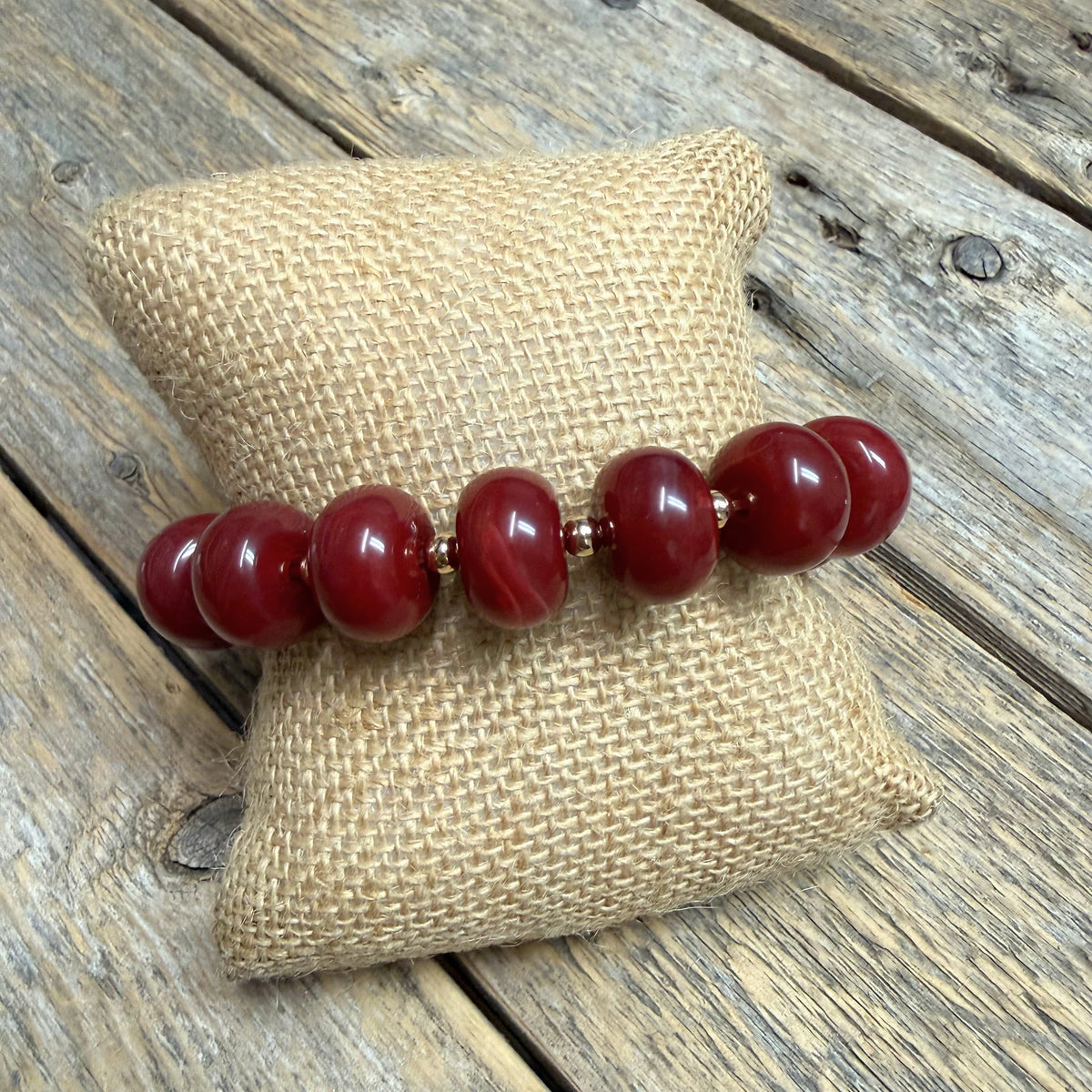 Chunky Beaded Stretch Bracelet | Burgundy