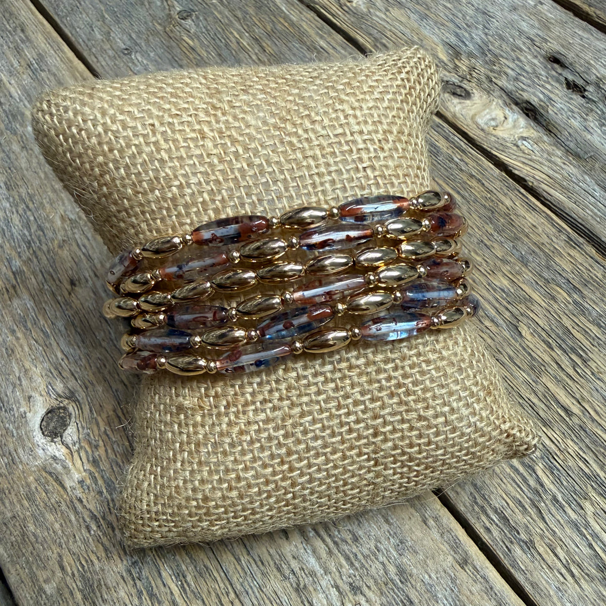 Beaded Stretch Bracelet Set | Mauve/Clear