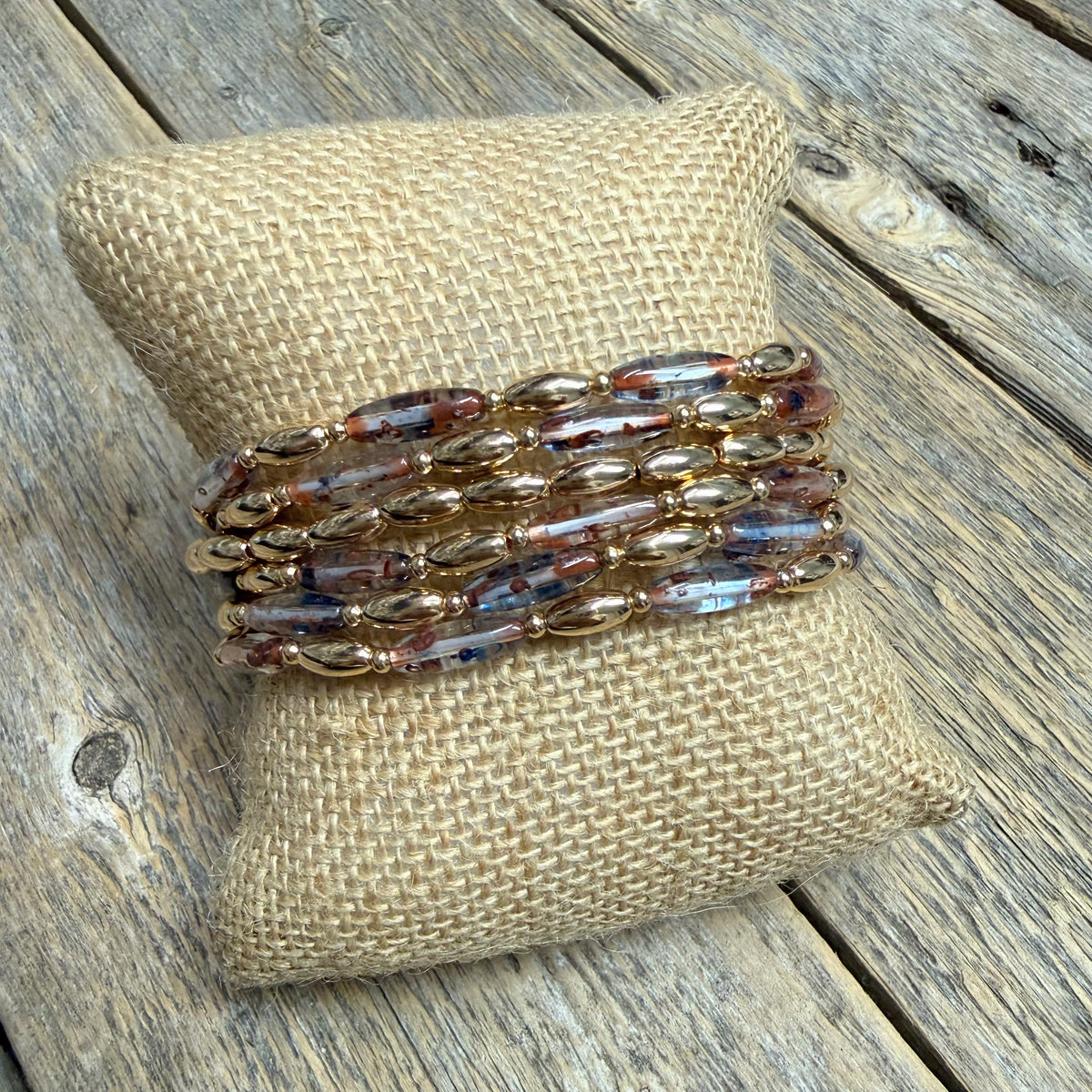 Beaded Stretch Bracelet Set | Mauve/Clear